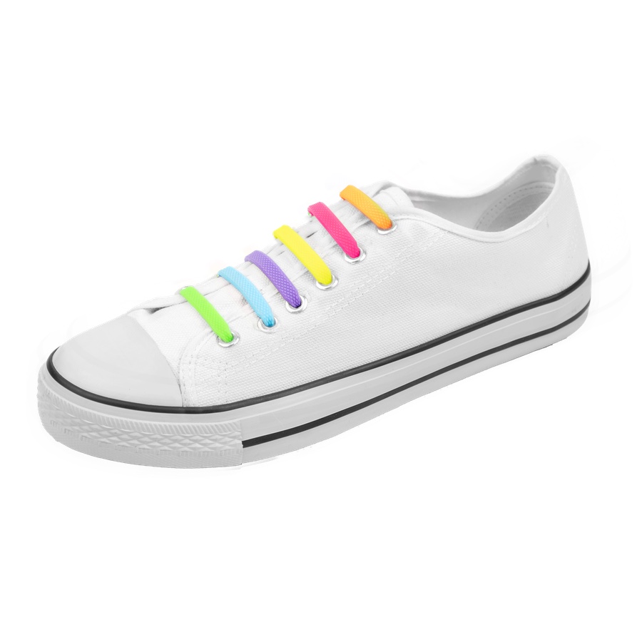Regenboog kleuren | platte elastische veters | veters zonder strikken | voor paar schoenen | Schoenmakerij DenNis